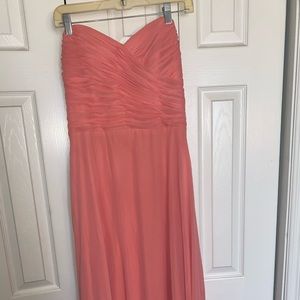 Coral pink long dress// formal// prom